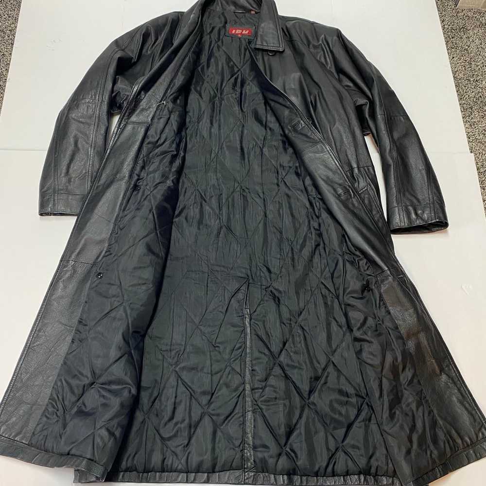 I.O.U IOU Leather Men’s Black Trench Coat Jacket … - image 3