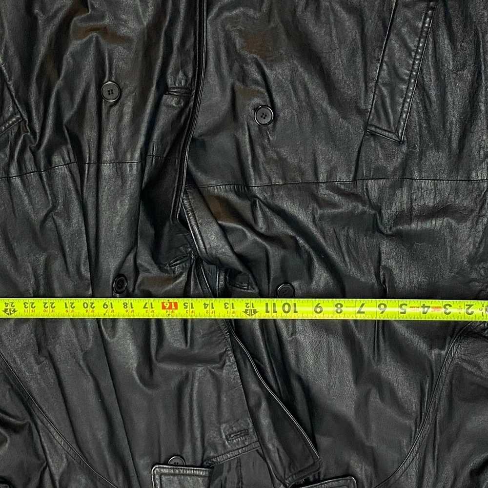 I.O.U IOU Leather Men’s Black Trench Coat Jacket … - image 4