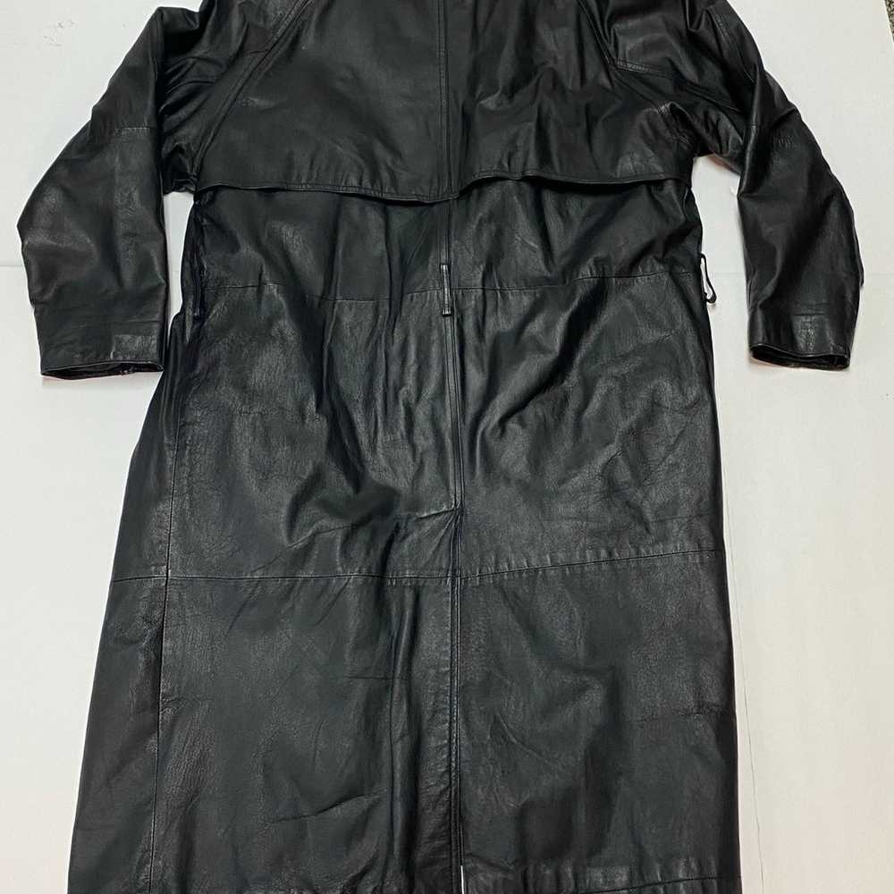 I.O.U IOU Leather Men’s Black Trench Coat Jacket … - image 5