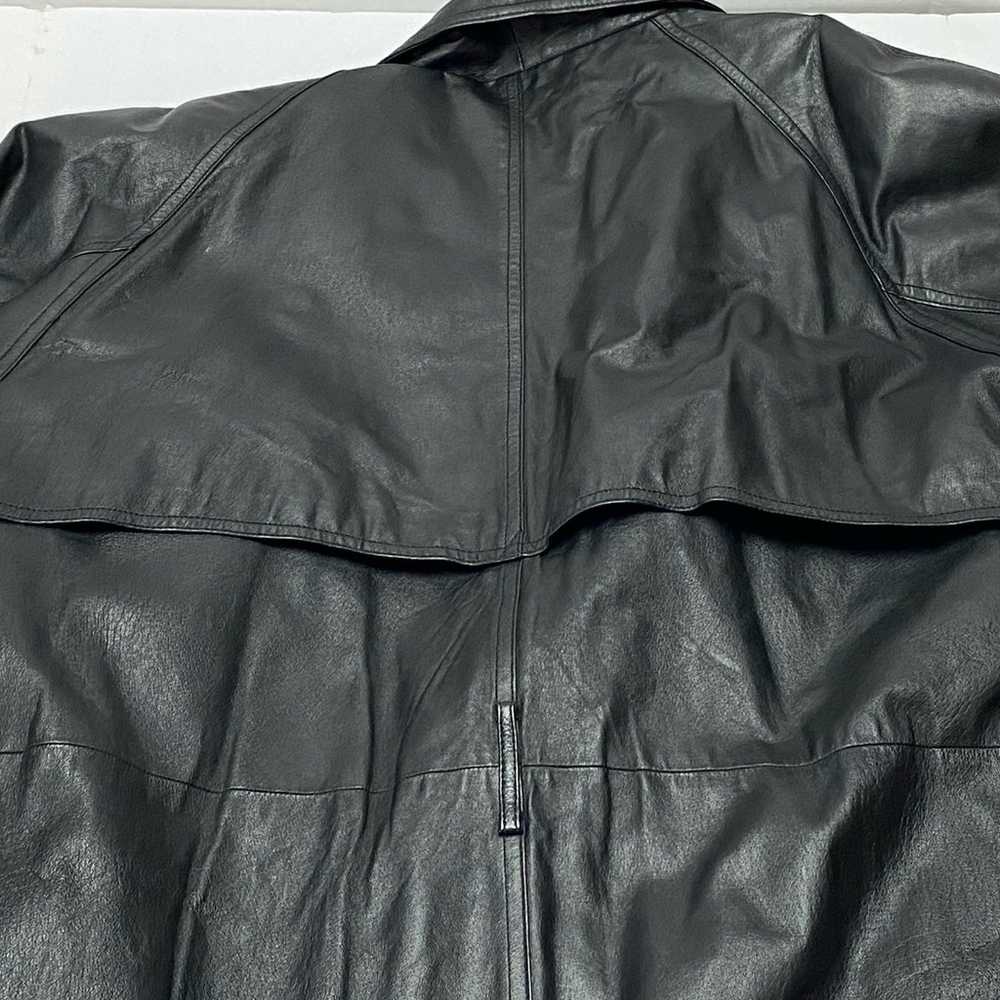 I.O.U IOU Leather Men’s Black Trench Coat Jacket … - image 6