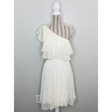 Jill Stuart Ivory Silk Tiered Ruffle Dress Sleeve… - image 1