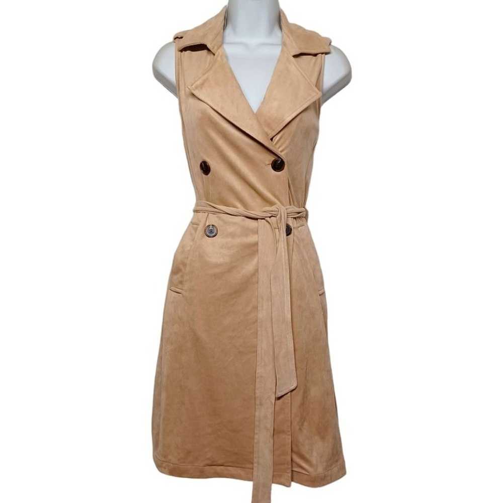 NEW KENDALL+KYLIE Suede Tan Brown Button Trench M… - image 1