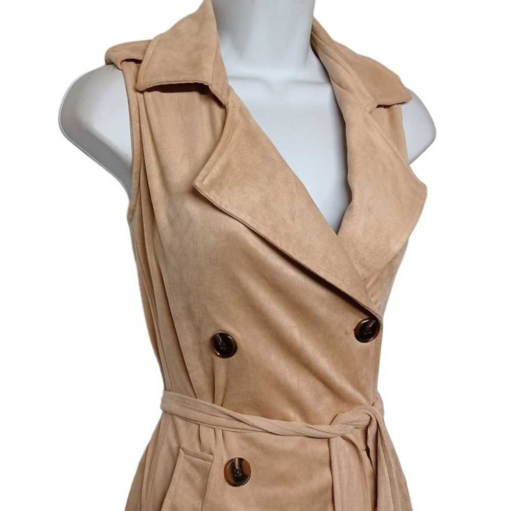 NEW KENDALL+KYLIE Suede Tan Brown Button Trench M… - image 2