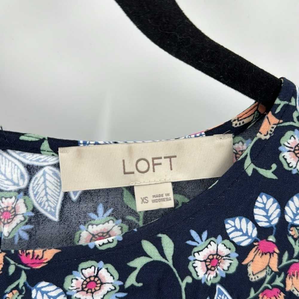 Loft Floral Godet Drawstring  flared sleeves flip… - image 3