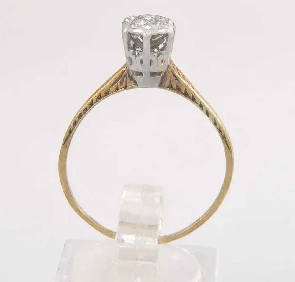 Antique Art Deco .28ct Genuine Diamond 14K Two To… - image 3