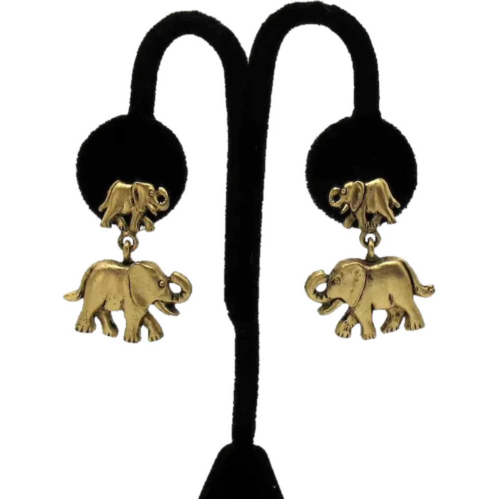 50% OFF Fun Dangling Double Elephant Pierced Earr… - image 1