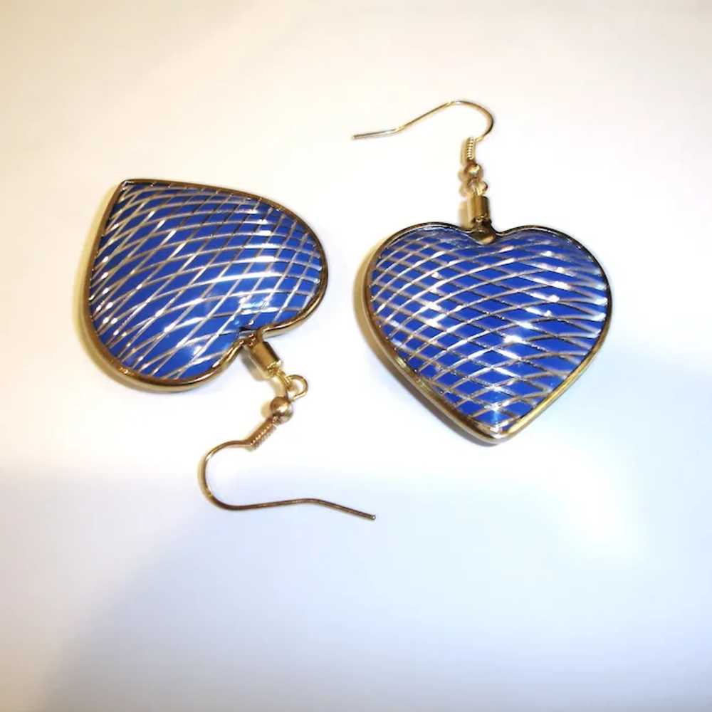 Vintage Pierced Earrings – Dangling Drop Blue and… - image 4