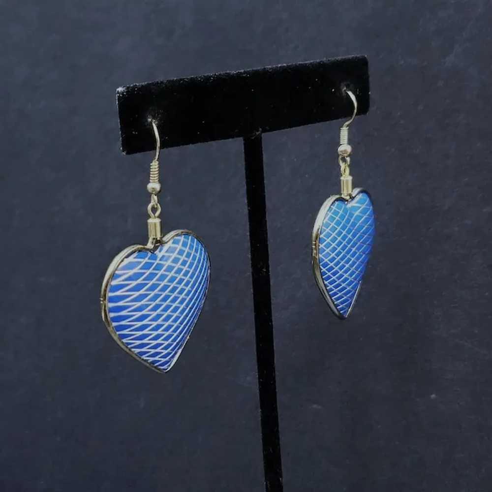 Vintage Pierced Earrings – Dangling Drop Blue and… - image 7