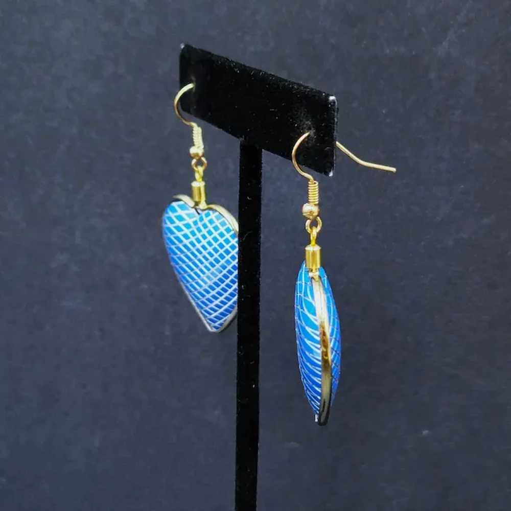 Vintage Pierced Earrings – Dangling Drop Blue and… - image 8