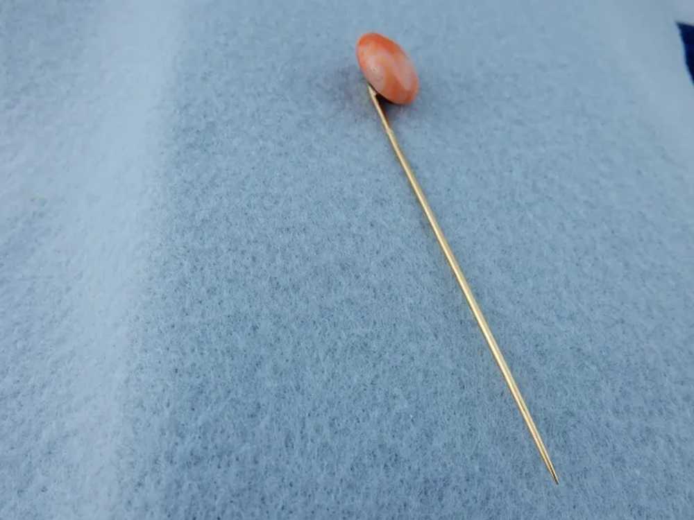 14k Vintage Natural Coral Stick Pin - image 2