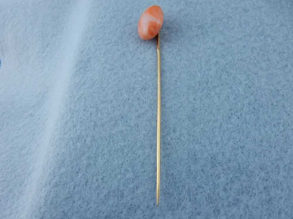 14k Vintage Natural Coral Stick Pin - image 3