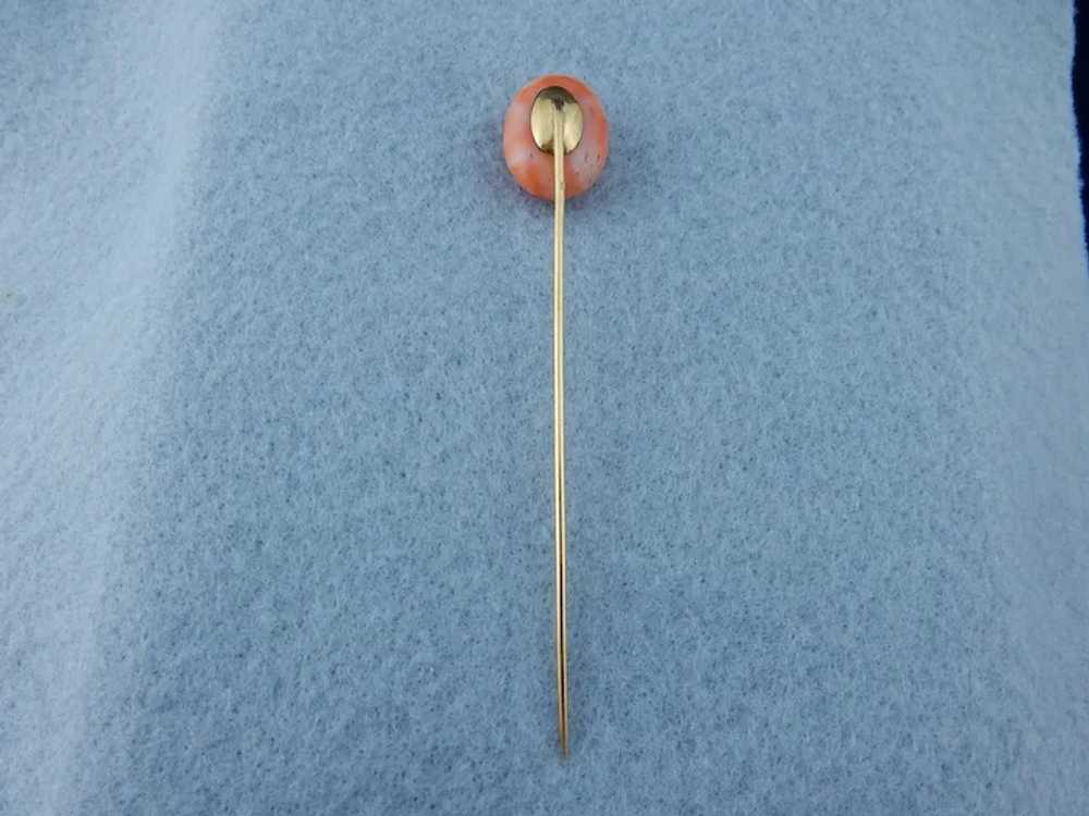 14k Vintage Natural Coral Stick Pin - image 4