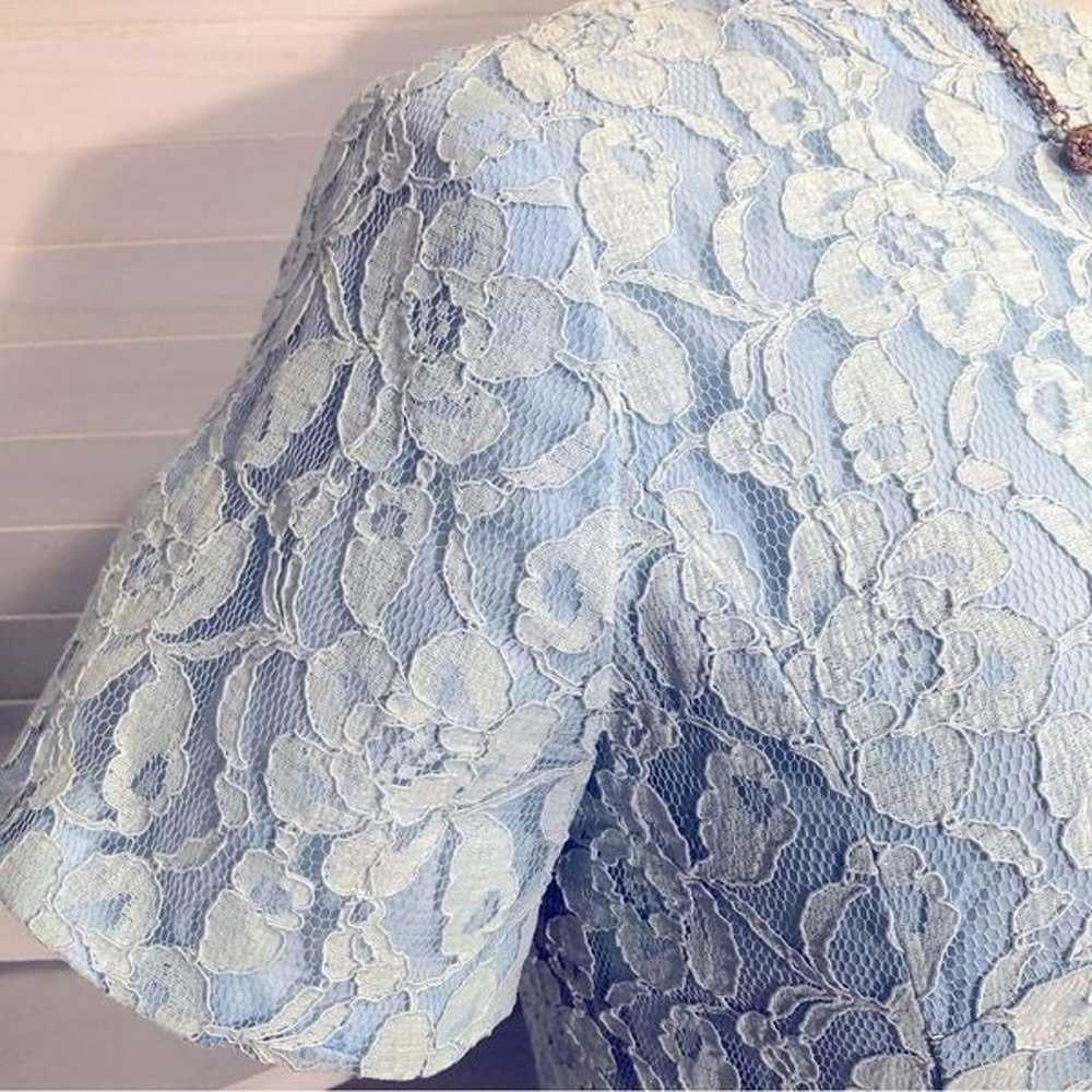 Vintage 60s 70s floral pattern baby blue lace sho… - image 5