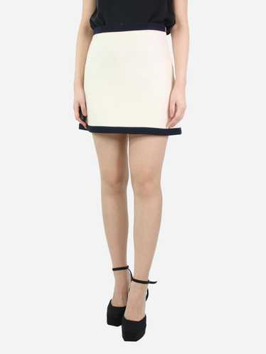 Miu Miu Cream contrast-trimmed mini skirt - size U
