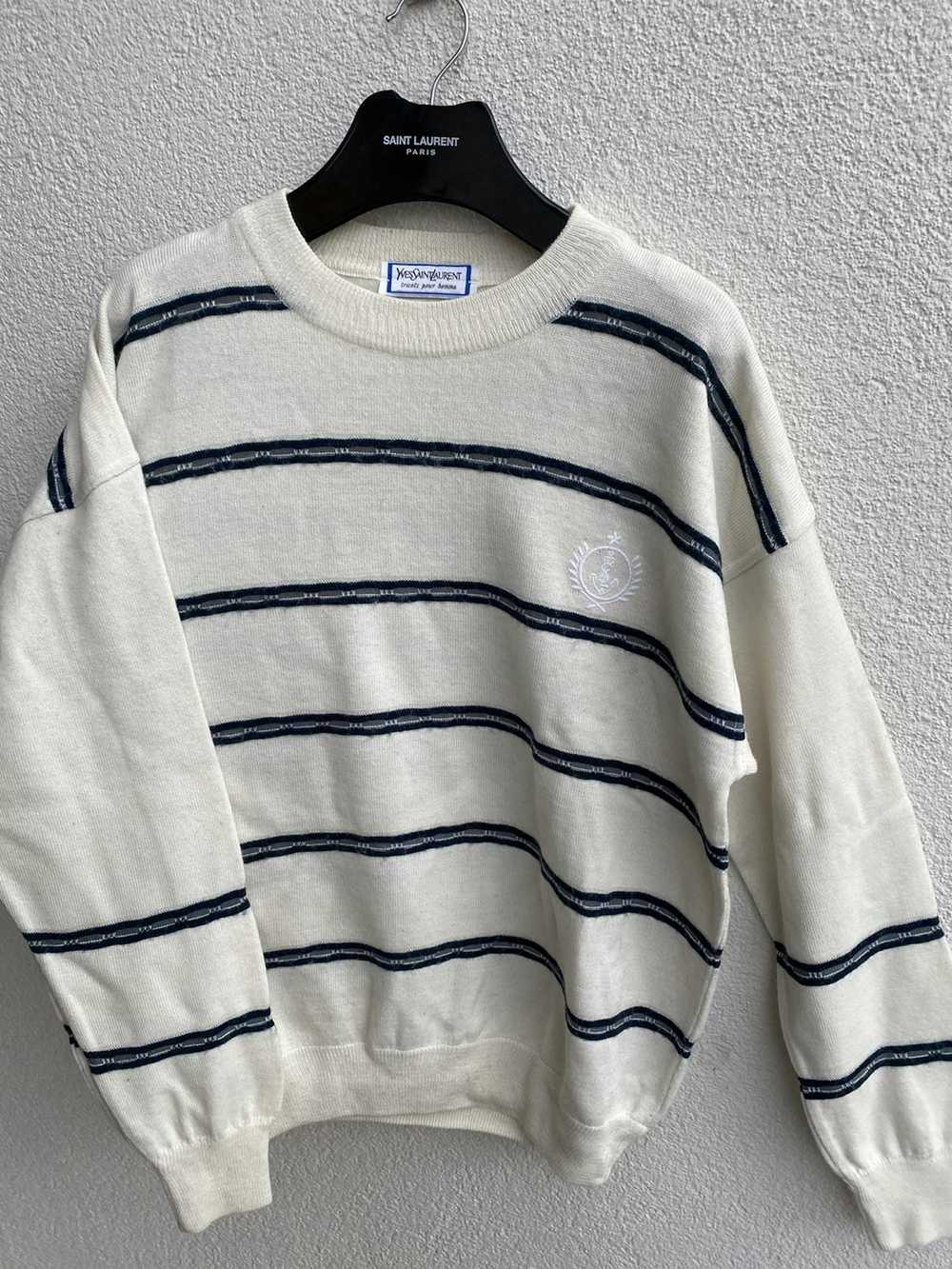 Yves Saint Laurent 90’s Wool YSL Sweater Cream Wh… - image 5