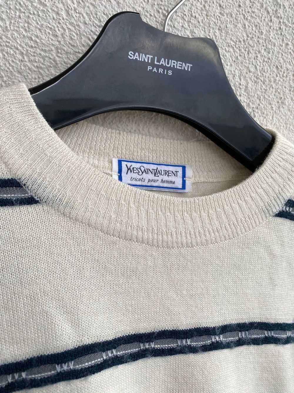 Yves Saint Laurent 90’s Wool YSL Sweater Cream Wh… - image 6