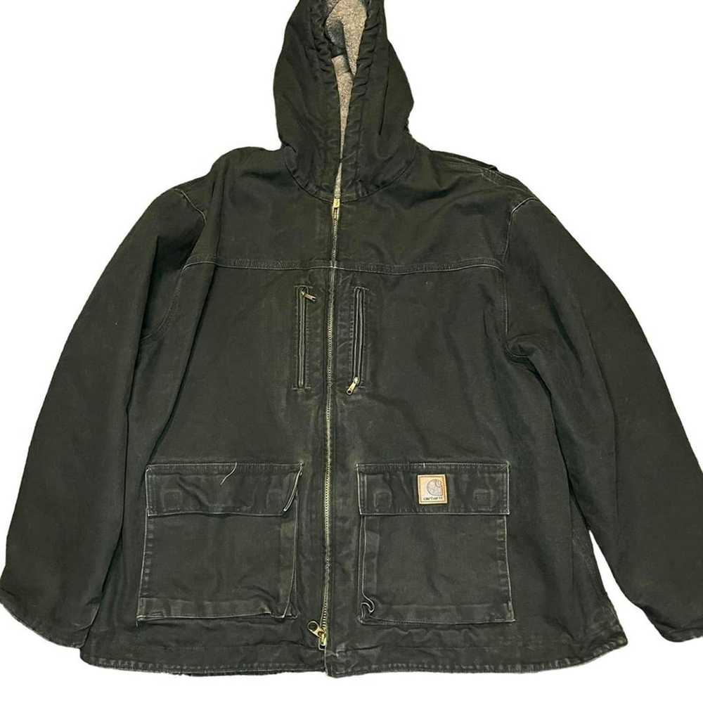 Carhartt Vintage olive green carhartt hooded jack… - image 1