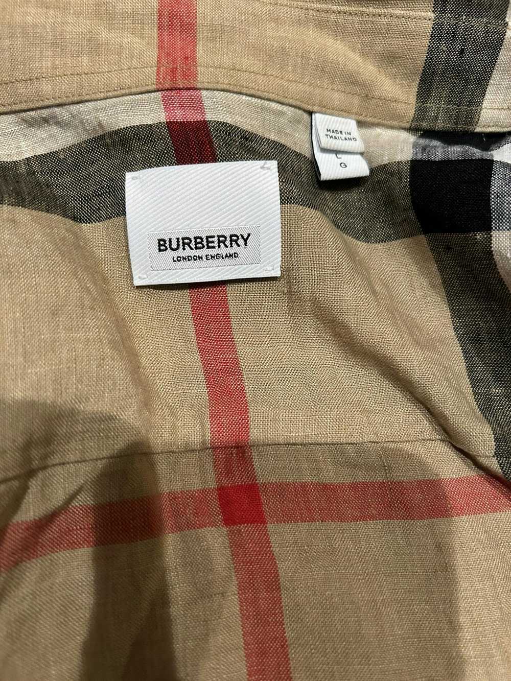 Burberry Short-Sleeve Check Linen Button Up Shirt - image 3