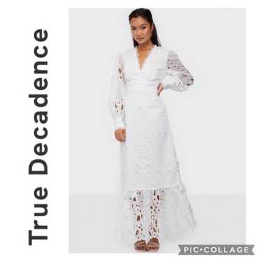 TRUE DECADENCE LACE WHITE COTTON MAXI DRESS - image 1