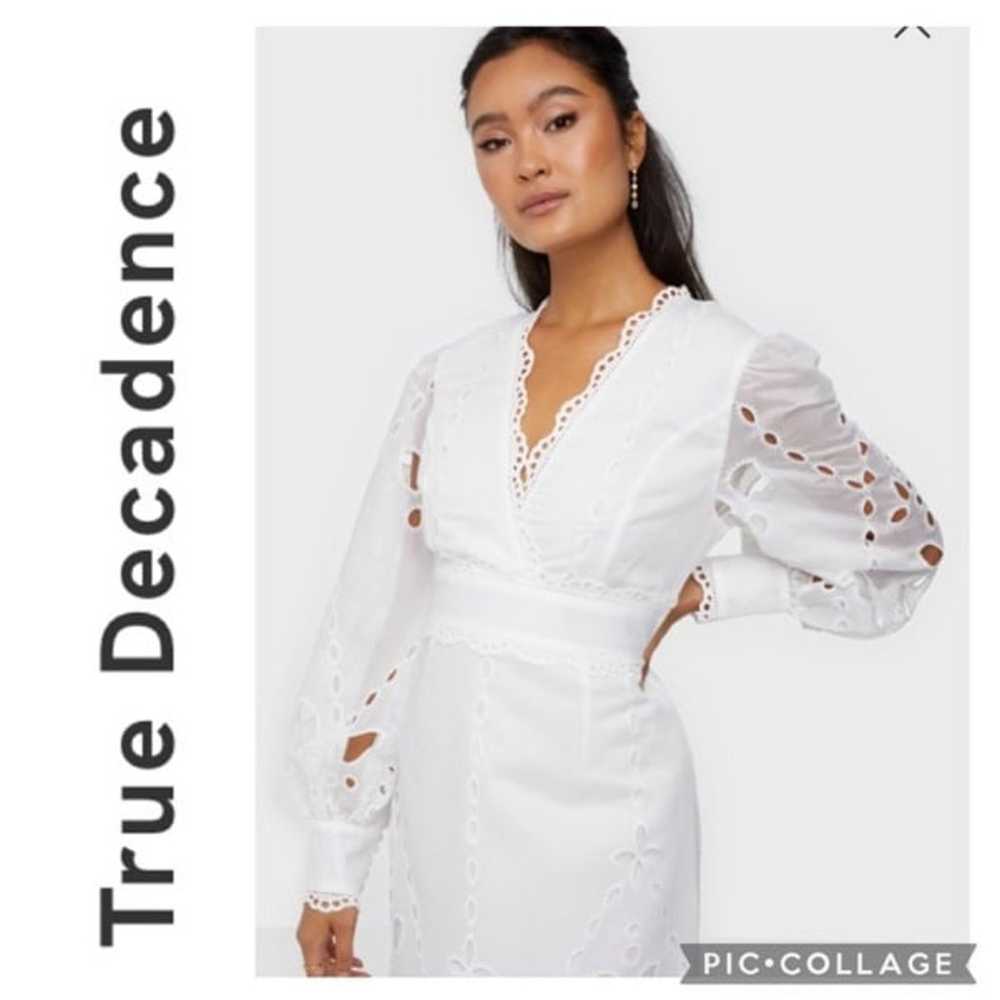 TRUE DECADENCE LACE WHITE COTTON MAXI DRESS - image 3