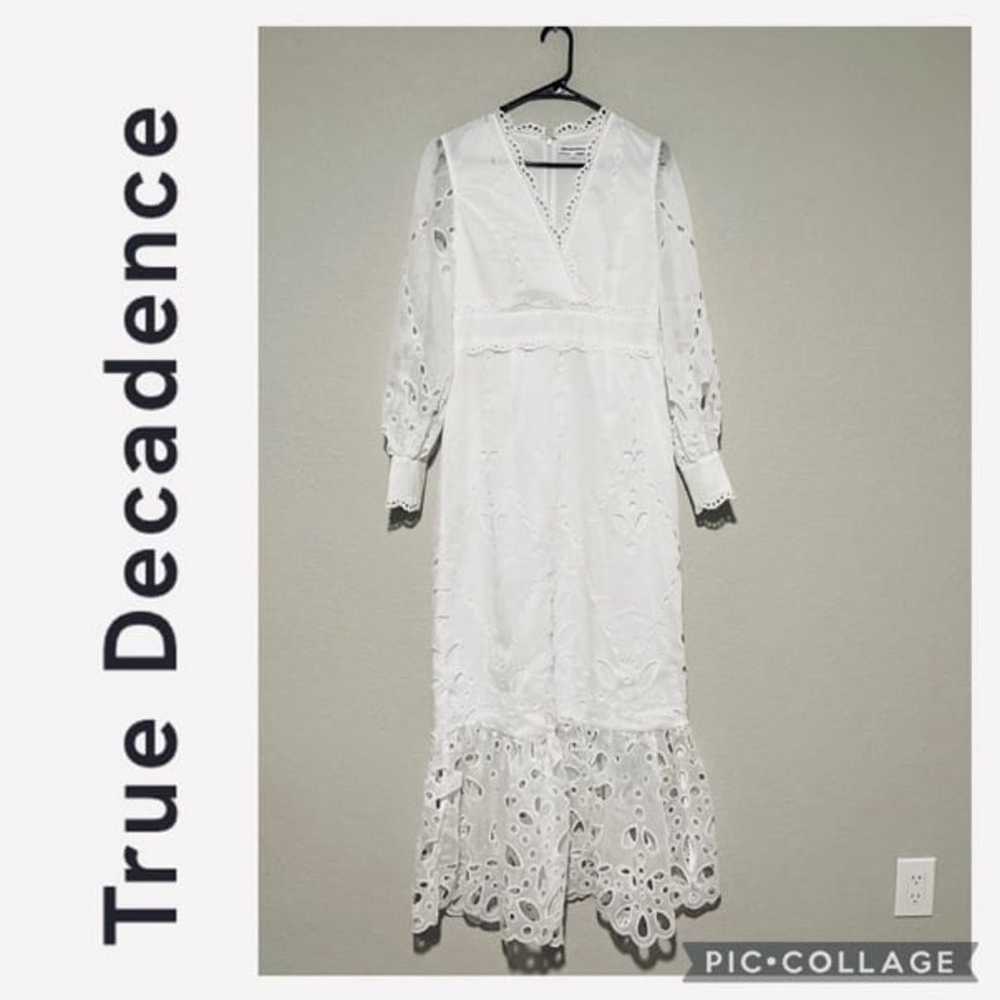 TRUE DECADENCE LACE WHITE COTTON MAXI DRESS - image 5