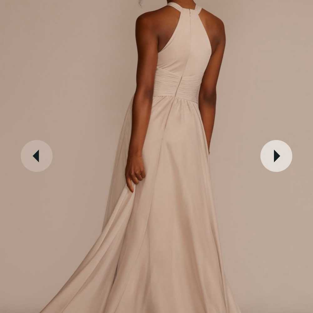 high-neck mesh bridesmaid dress with full skirt - image 2