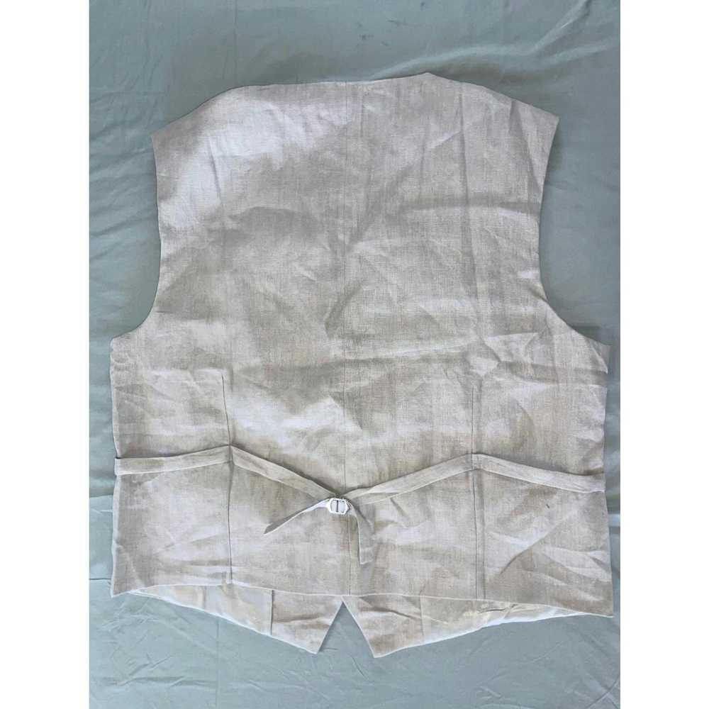 Vintage Bahia Sol 100% Linen Lined 5-Button Vest … - image 3