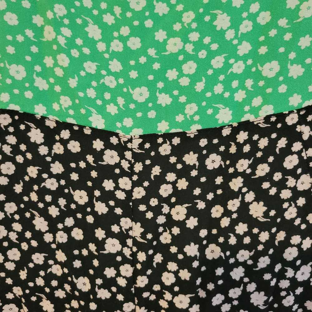 Asos Asos 10 Green Black Floral Midi Tea Dress Kn… - image 8