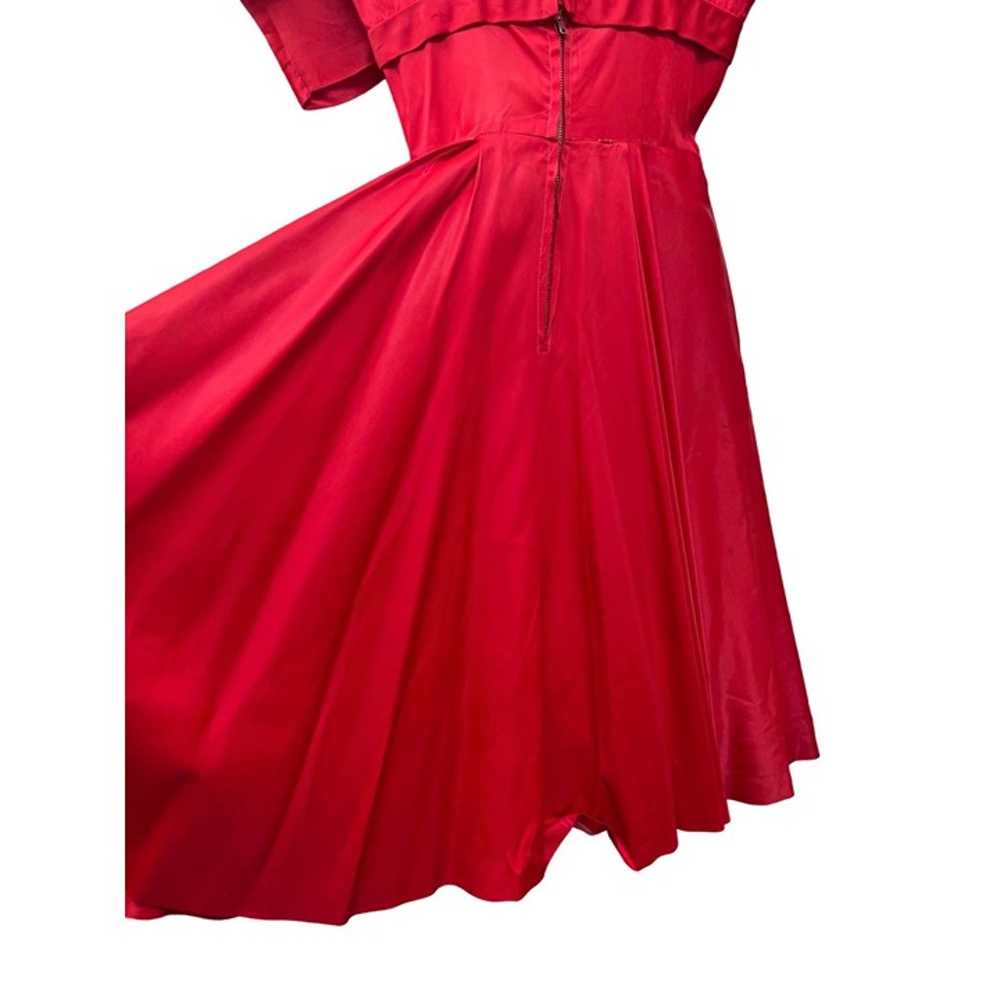 Vintage 50's Red Satin Party Cocktail Dress - image 11