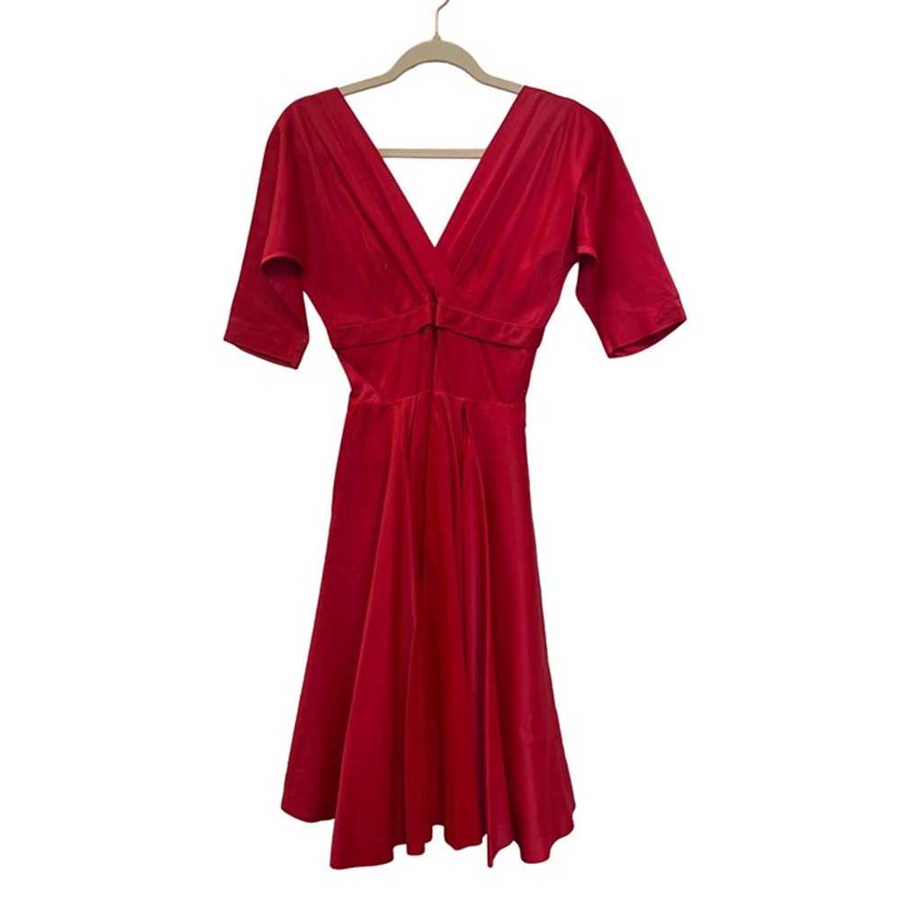Vintage 50's Red Satin Party Cocktail Dress - image 1