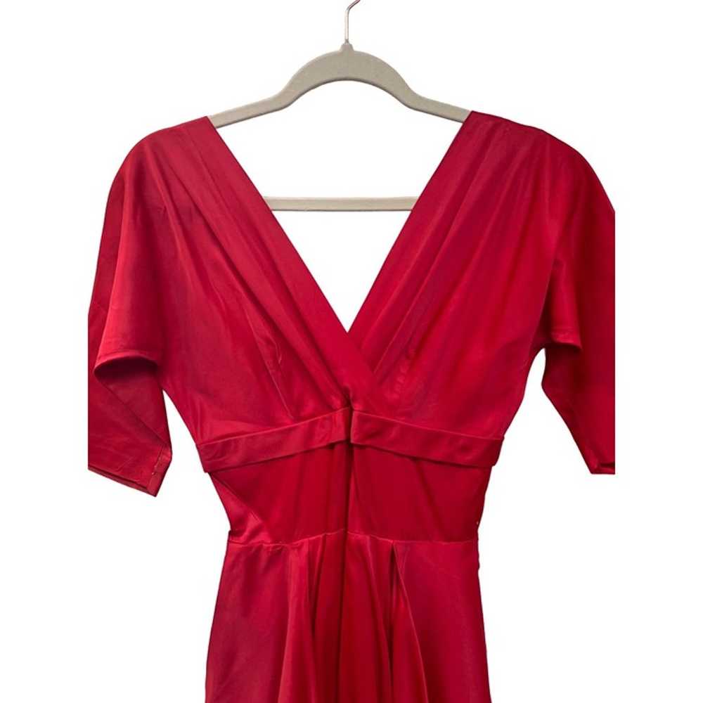 Vintage 50's Red Satin Party Cocktail Dress - image 2