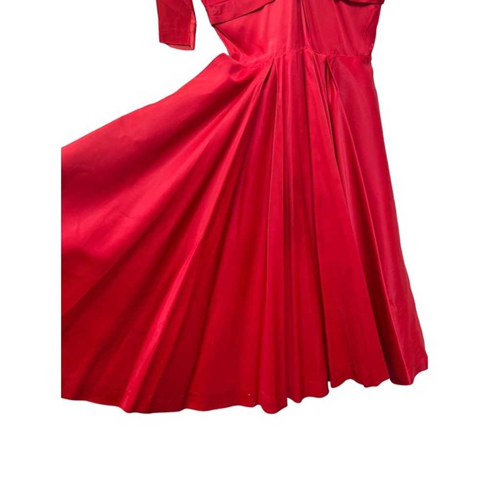 Vintage 50's Red Satin Party Cocktail Dress - image 4