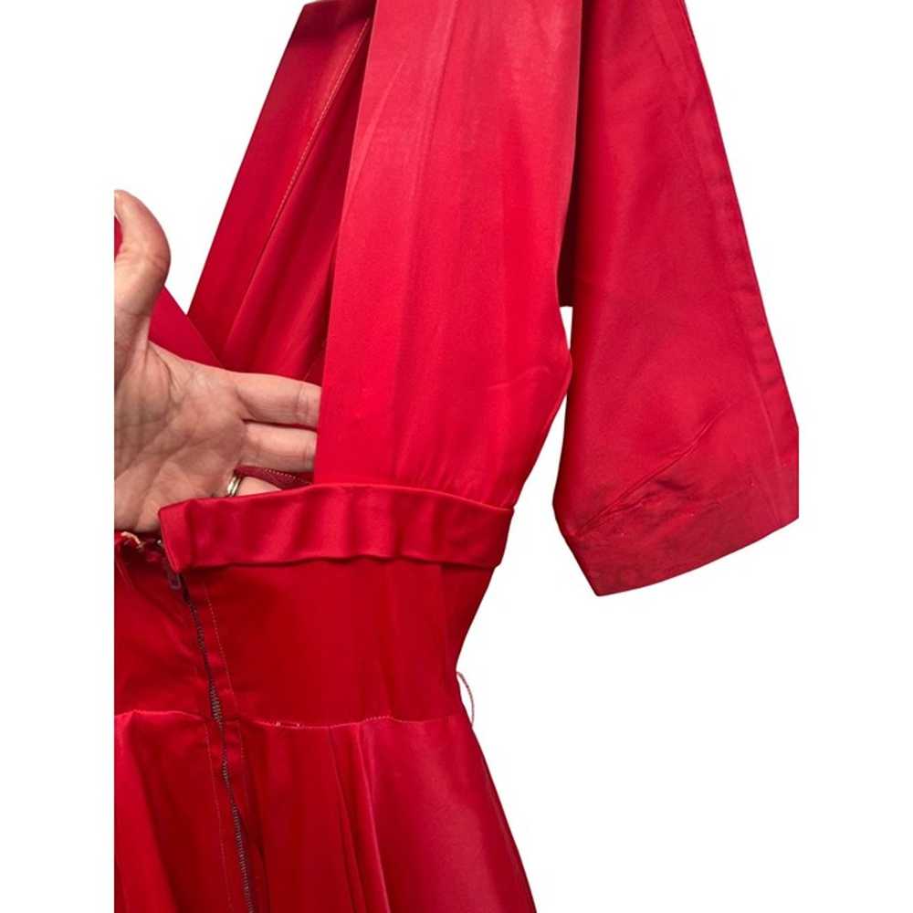 Vintage 50's Red Satin Party Cocktail Dress - image 9