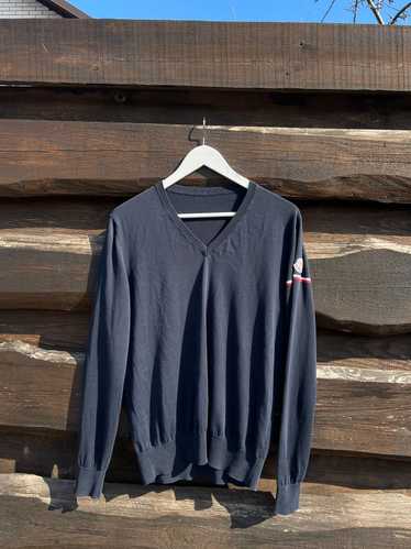 Moncler Moncler maglione tricot Scollo navy logo v