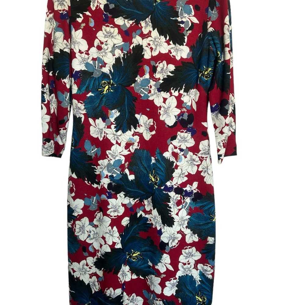 ERDEM Red Blue Floral Print Knee-Length Dress Siz… - image 1