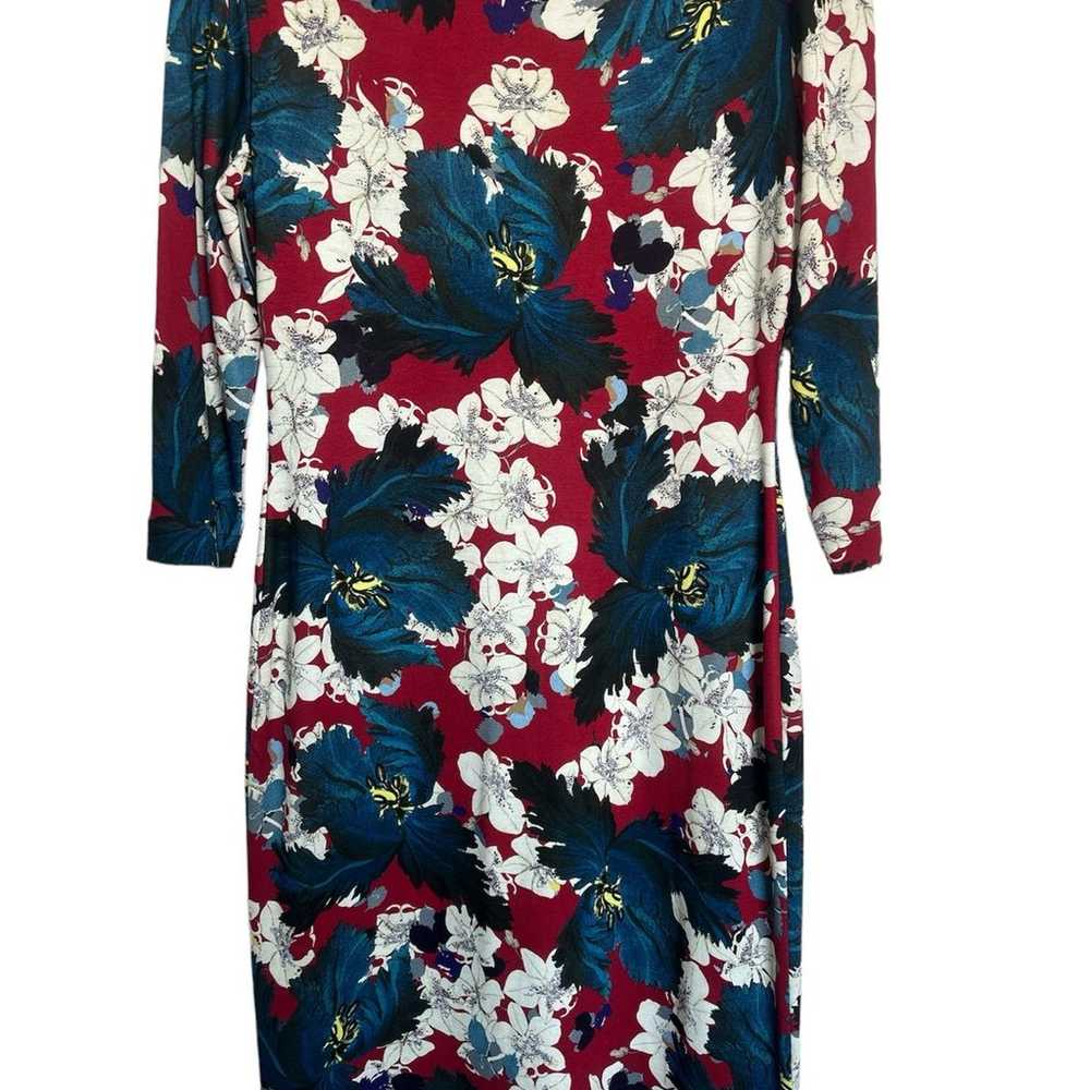 ERDEM Red Blue Floral Print Knee-Length Dress Siz… - image 4
