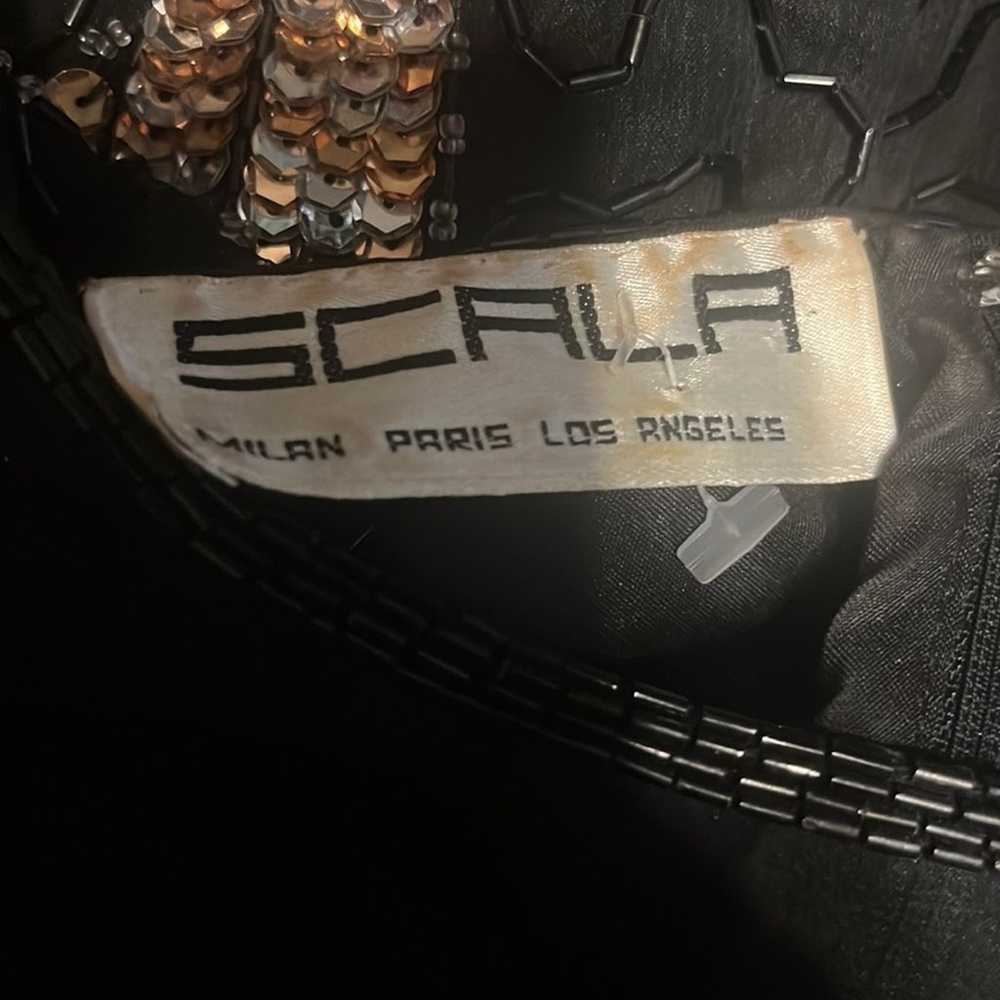 Vtg Scala Silk Sequin Beaded Mob Wife Sheer Sleev… - image 8