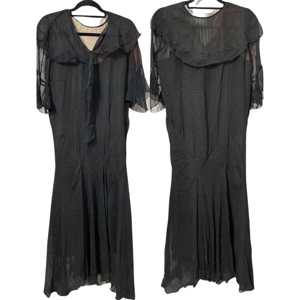 Antique × Vintage Vintage 1930s Black Silk Dress … - image 1