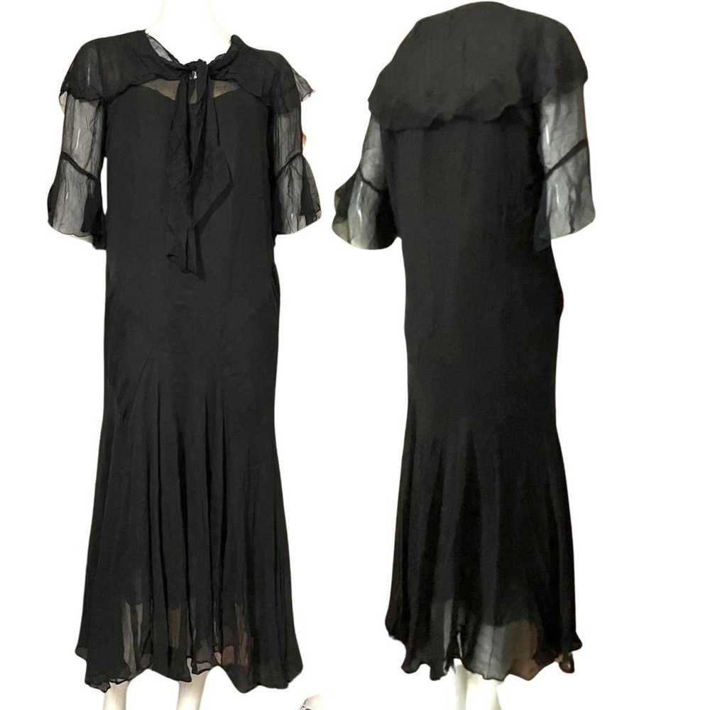 Antique × Vintage Vintage 1930s Black Silk Dress … - image 3