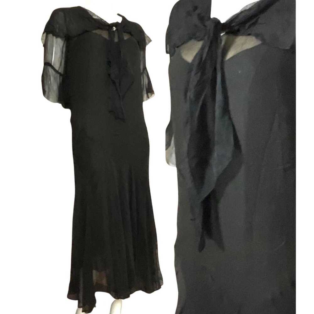 Antique × Vintage Vintage 1930s Black Silk Dress … - image 4