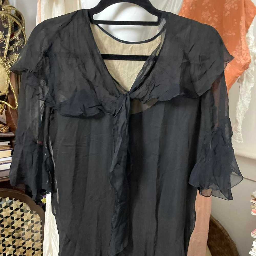 Antique × Vintage Vintage 1930s Black Silk Dress … - image 6