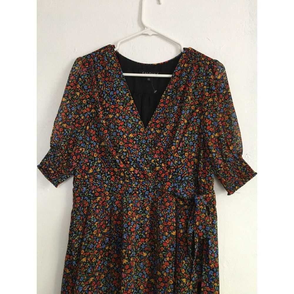 SALONI Midi Dress Floral Print Ruffle Flare Puff … - image 11