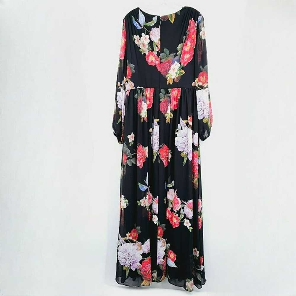 Adrianna Papell Floral Chiffon Gown 18W Black Red… - image 12