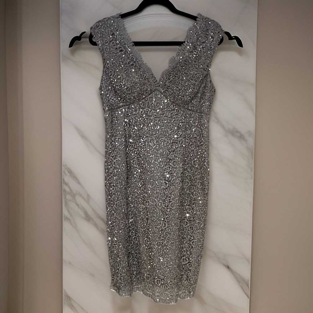 Elegant silver sleeveless party dress - image 3