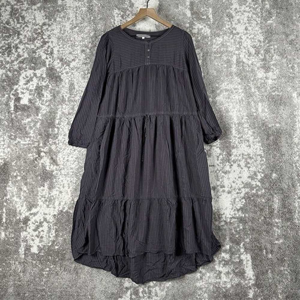 Xirena Tunic Maxi Dress Black Striped Tiered Size… - image 1