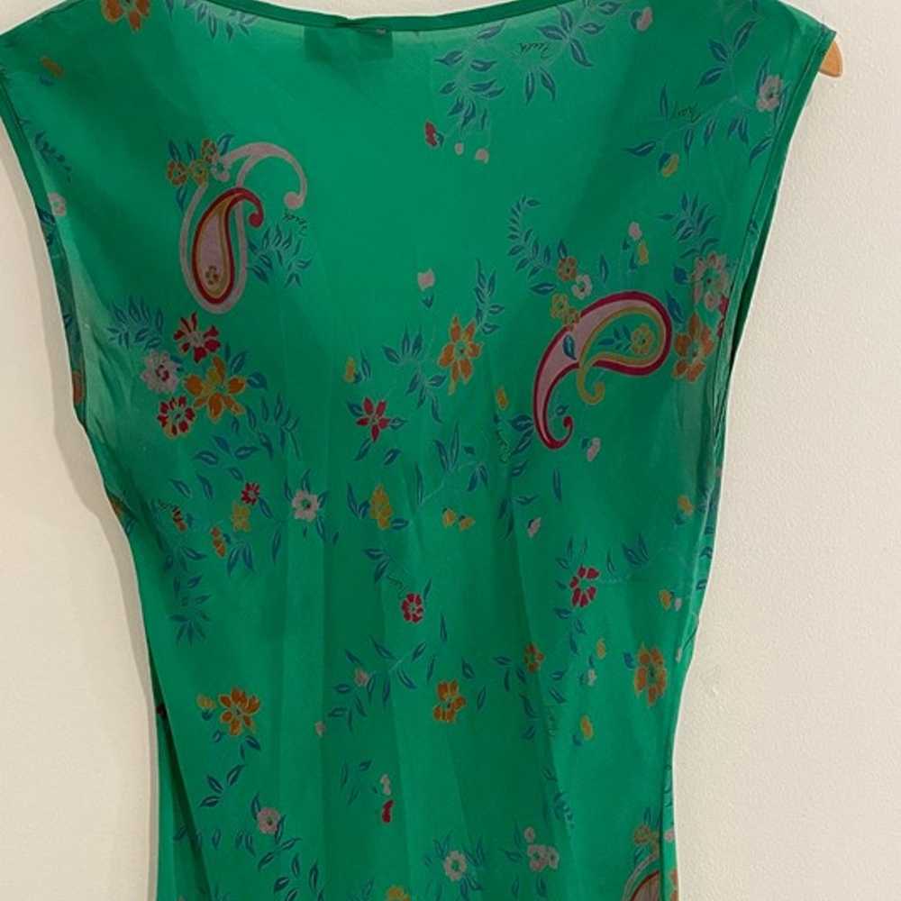 Tracy Feith Green Raj Silk Slip Dress Vintage - image 12