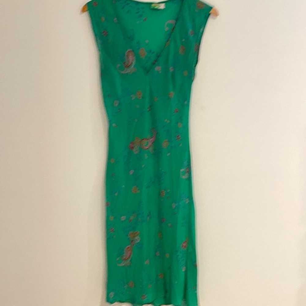 Tracy Feith Green Raj Silk Slip Dress Vintage - image 4