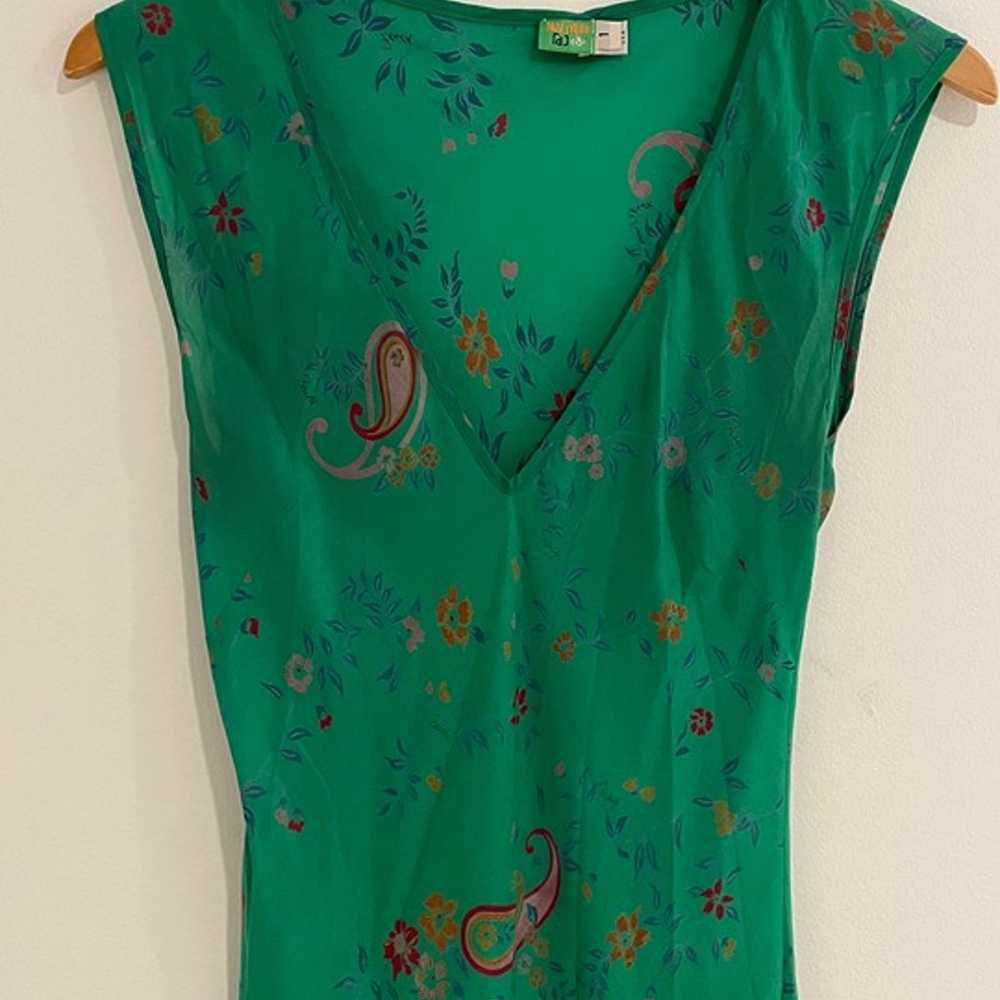 Tracy Feith Green Raj Silk Slip Dress Vintage - image 5