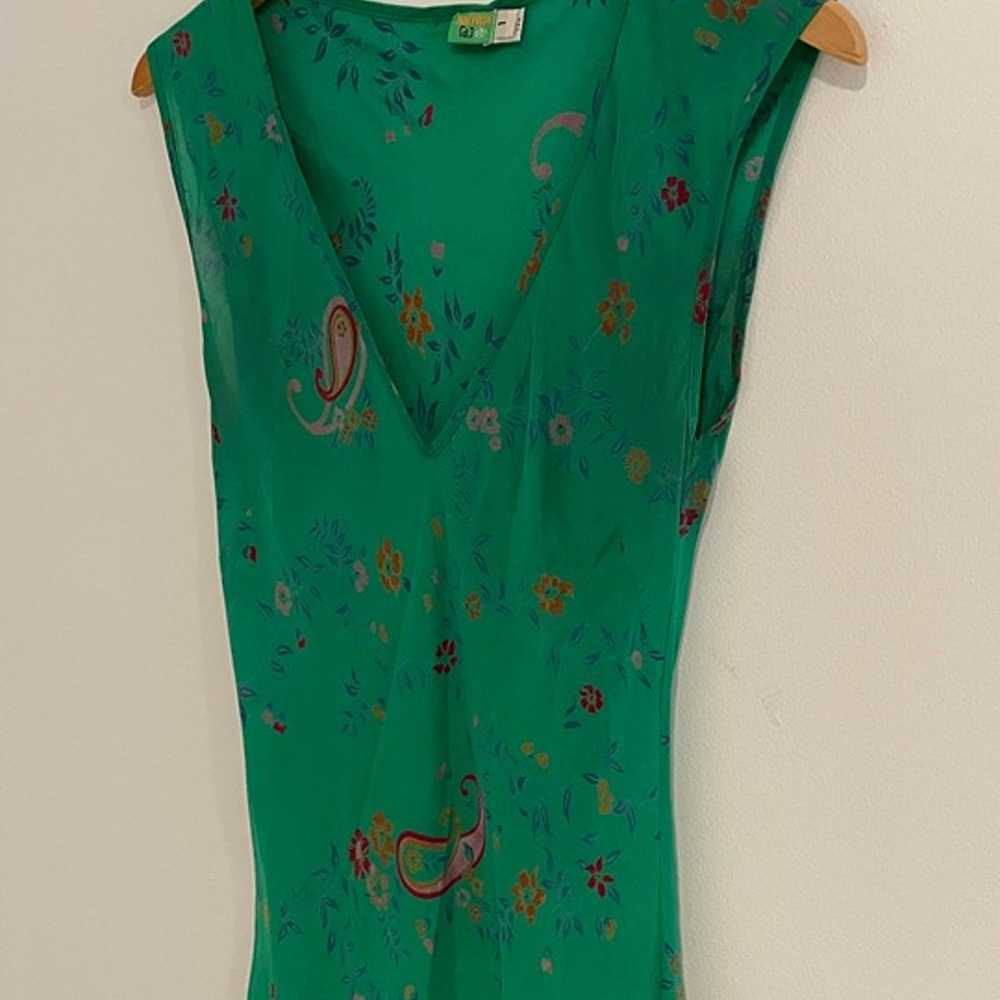 Tracy Feith Green Raj Silk Slip Dress Vintage - image 6