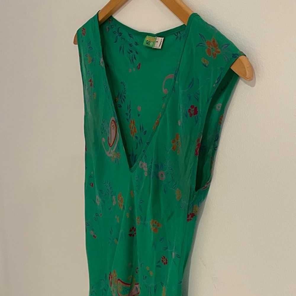 Tracy Feith Green Raj Silk Slip Dress Vintage - image 7